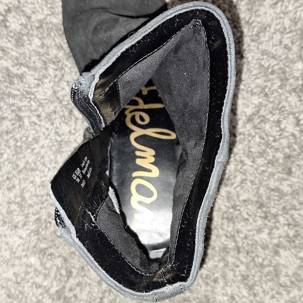 Sam Edelman suede leather ankle boots heels - 7 - embroidered black - Picture 10 of 10